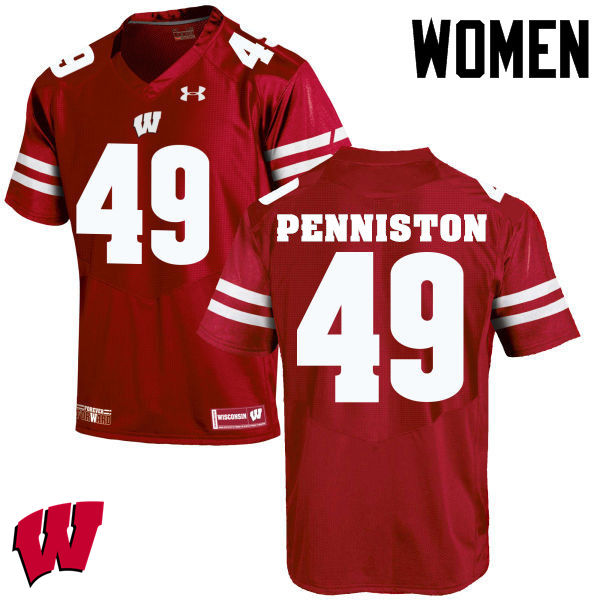 Women Wisconsin Badgers #49 Kyle Penniston College Football Jerseys-Red